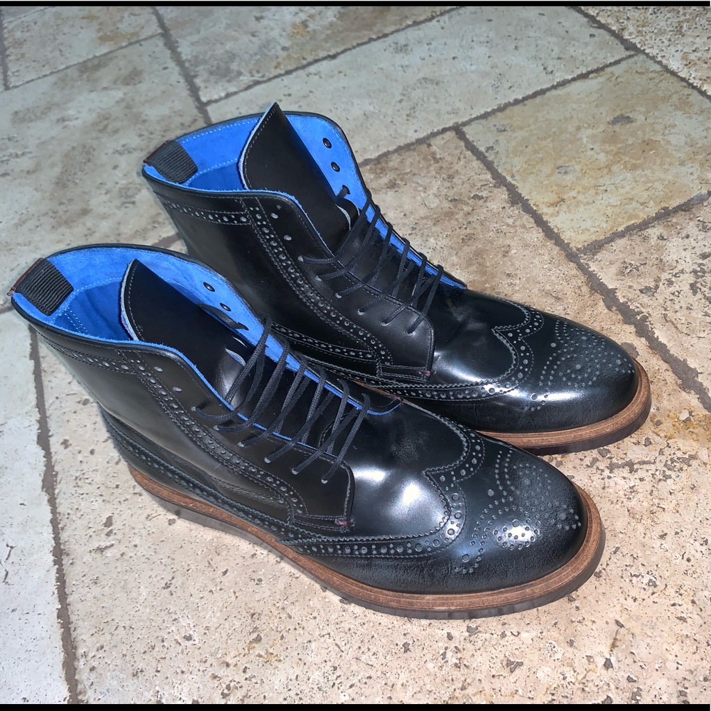 Ted Baker Nwot Wingtip Black Leather Boots